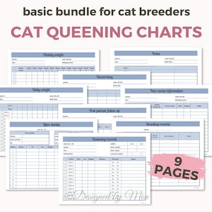 Essential cat breeding charts minibundle for cat breeders - cat whelping records, litter records, kitten weight charts, cat breeder records