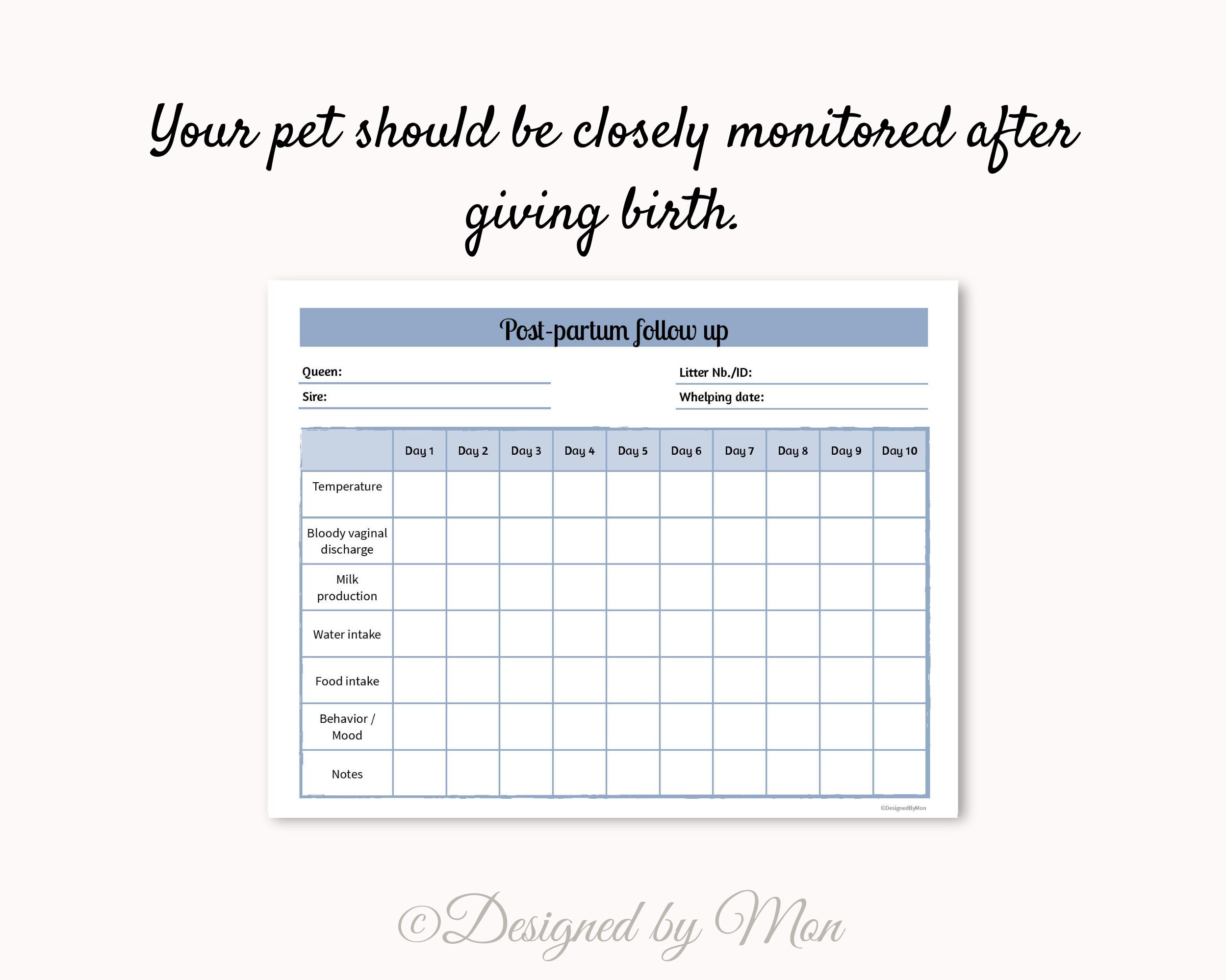 Essential Cat Breeding Charts Minibundle for Cat Breeders Cat Whelping