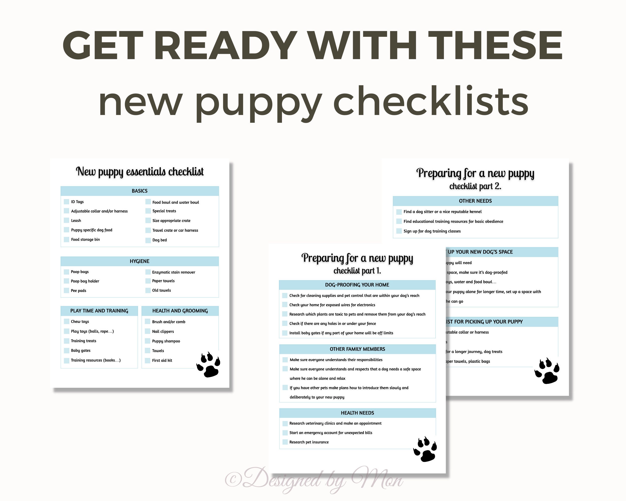 New Puppy Essentials Printable Checklists, New Puppy Shopping List ...