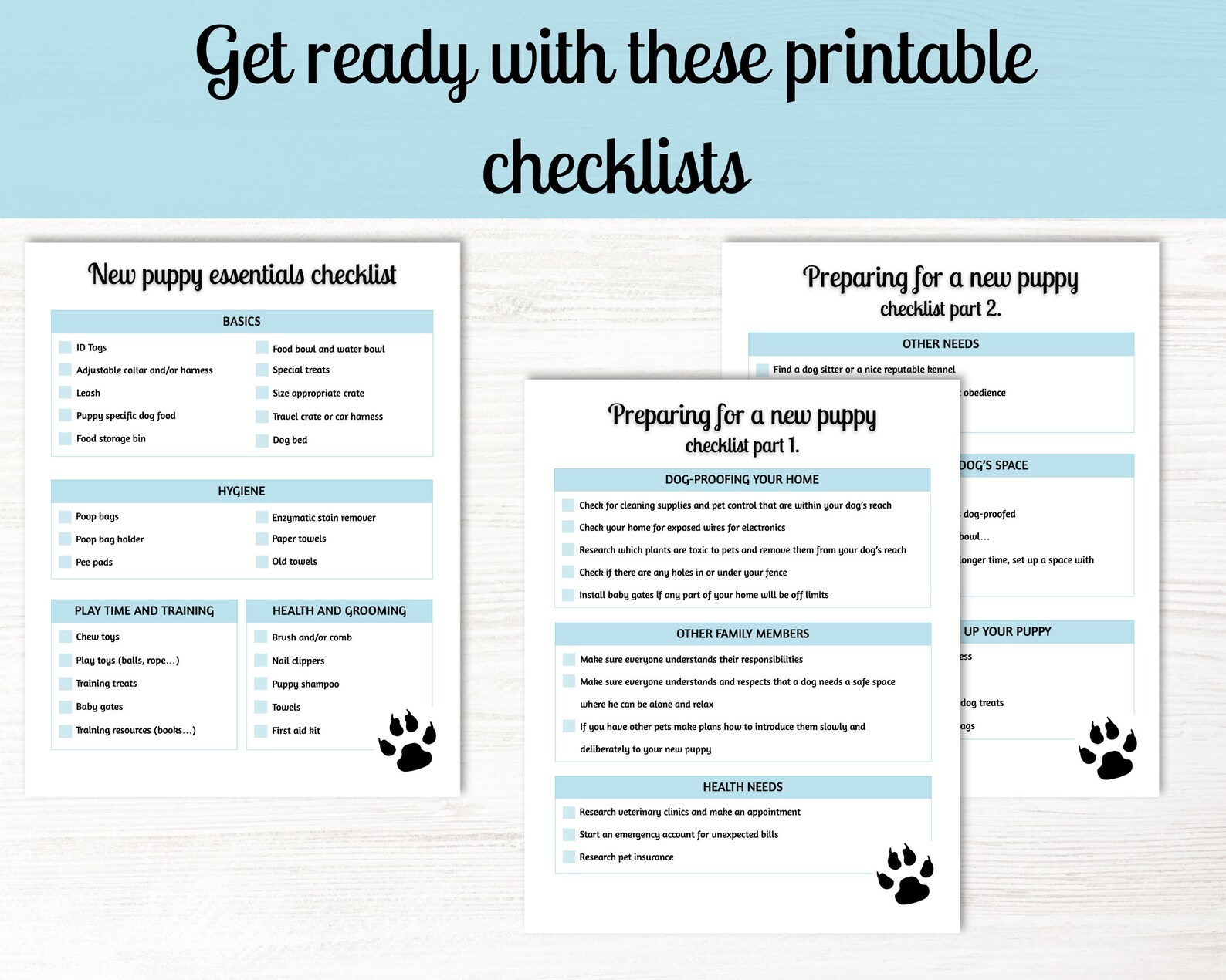New Puppy Essentials Printable Checklists New Puppy Shopping | Etsy