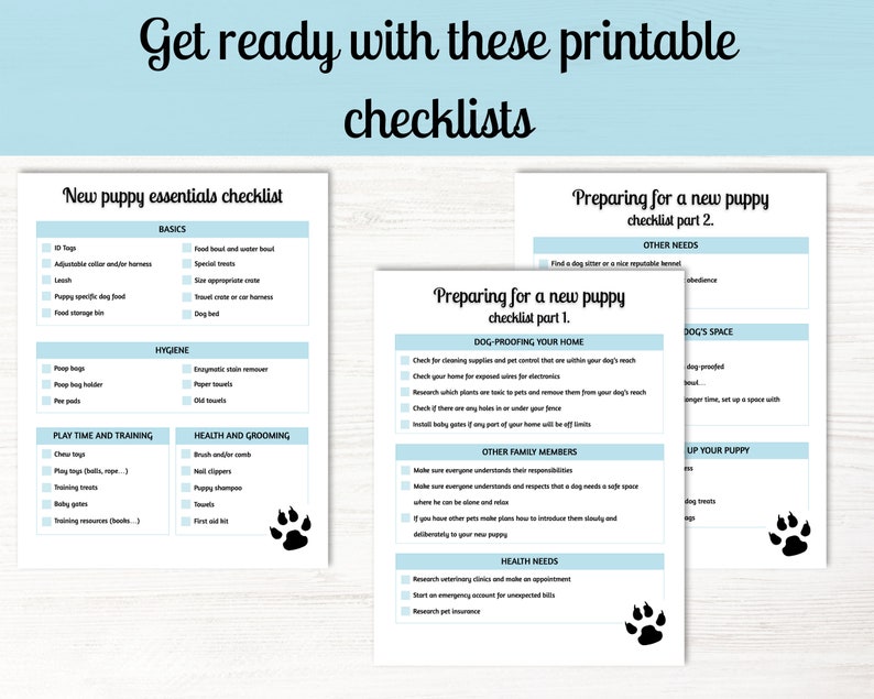 New Puppy Essentials Printable Checklists New Puppy Shopping | Etsy