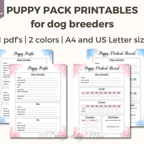 Puppy Pack Printables for Dog Breeding Puppy Kit Puppy - Etsy