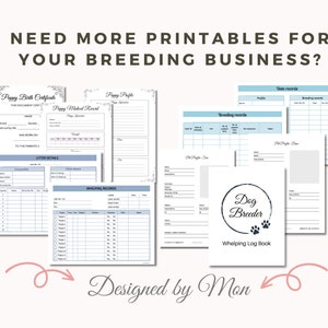 Puppy Pack Printables for Dog Breeding - Puppy Kit | Puppy Packs | Dog ...