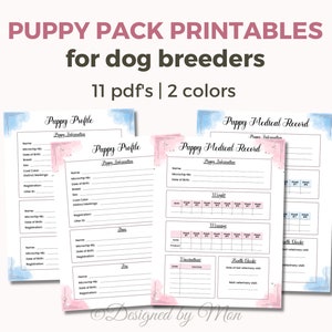 Pack chiots à imprimer pour élevage de chiens - kit chiot | packs chiots | pack éleveur de chiens | lot de sélectionneur | graphiques des éleveurs | dossier chiot