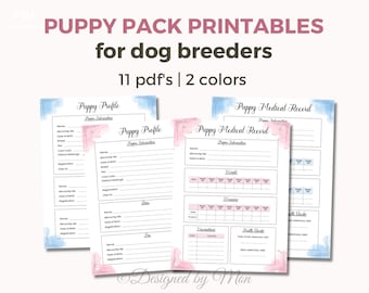 Paquetes imprimibles para cachorros para la cría de perros: kit para cachorros, paquetes para cachorros, paquete para criadores de perros, paquete para criadores, cuadros para criadores, registro de cachorros