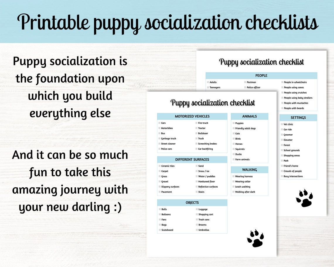Puppy Socialization Checklist New Puppy Owner Pet Parent | Etsy