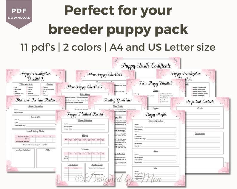 Puppy Pack Printables for Dog Breeding Puppy Kit Puppy Etsy