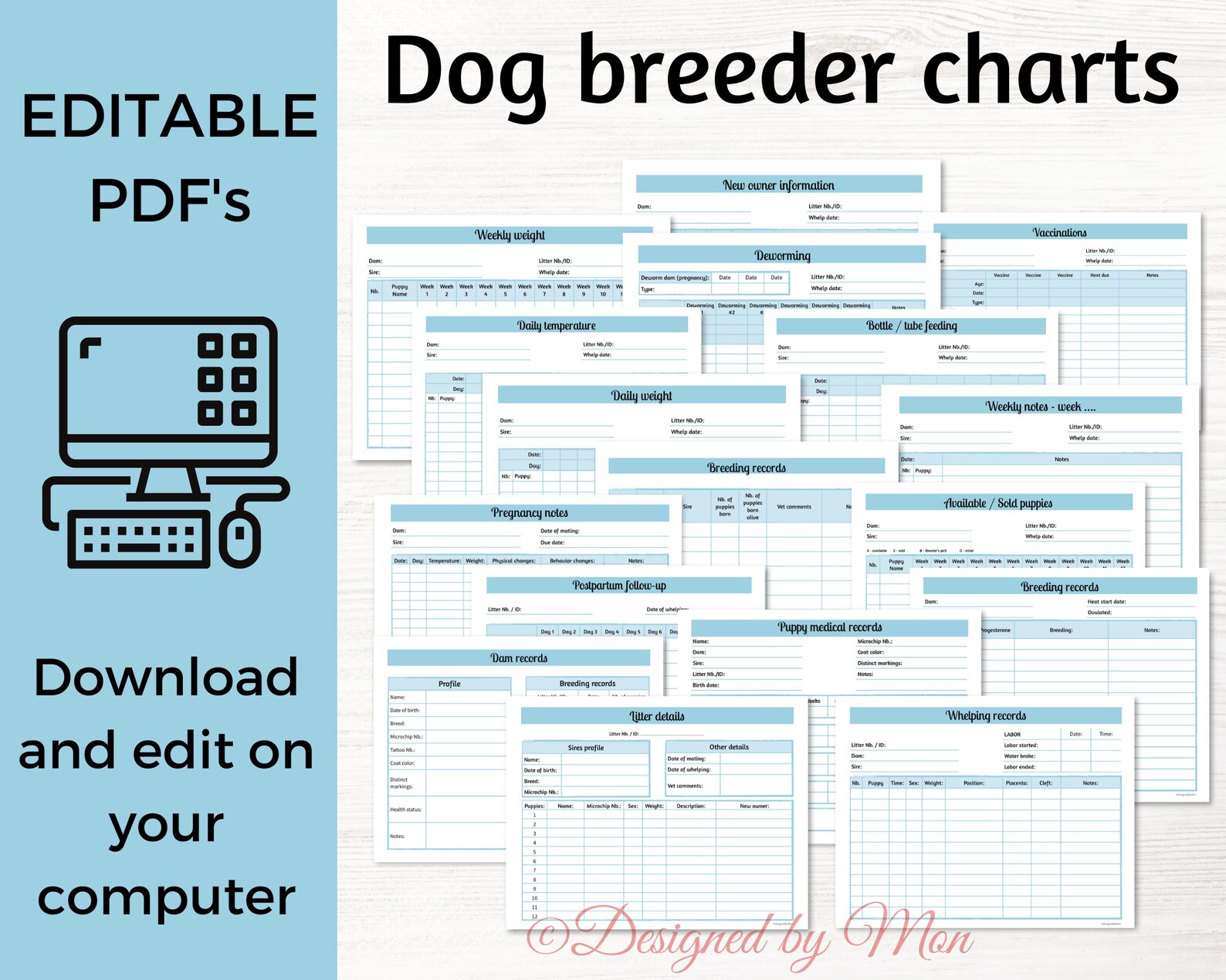 EDITABLE Breeder Charts for Dog Breeders Breeder Forms Etsy Canada
