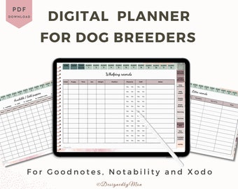 Planificador digital para criadores de perros: formularios de criadores de perros, registros de parto, registros de camada, registros de cachorros, registros de criadores de perros, cría de perros