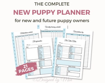 El planificador de mascotas completo para nuevos dueños de cachorros: planificador de cachorros nuevos, planificador de cachorros, lista de verificación de socialización, entrenamiento de cachorros, carpeta para mascotas,