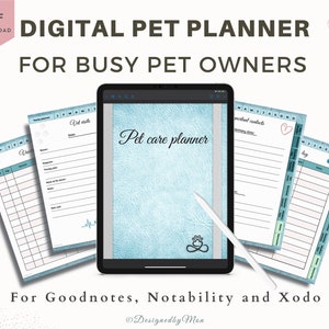 Digital Pet planner for Goodnotes - Dog planner, Dog health records, Pet planner, Pet organizer, Dog journal, Dog care organizer