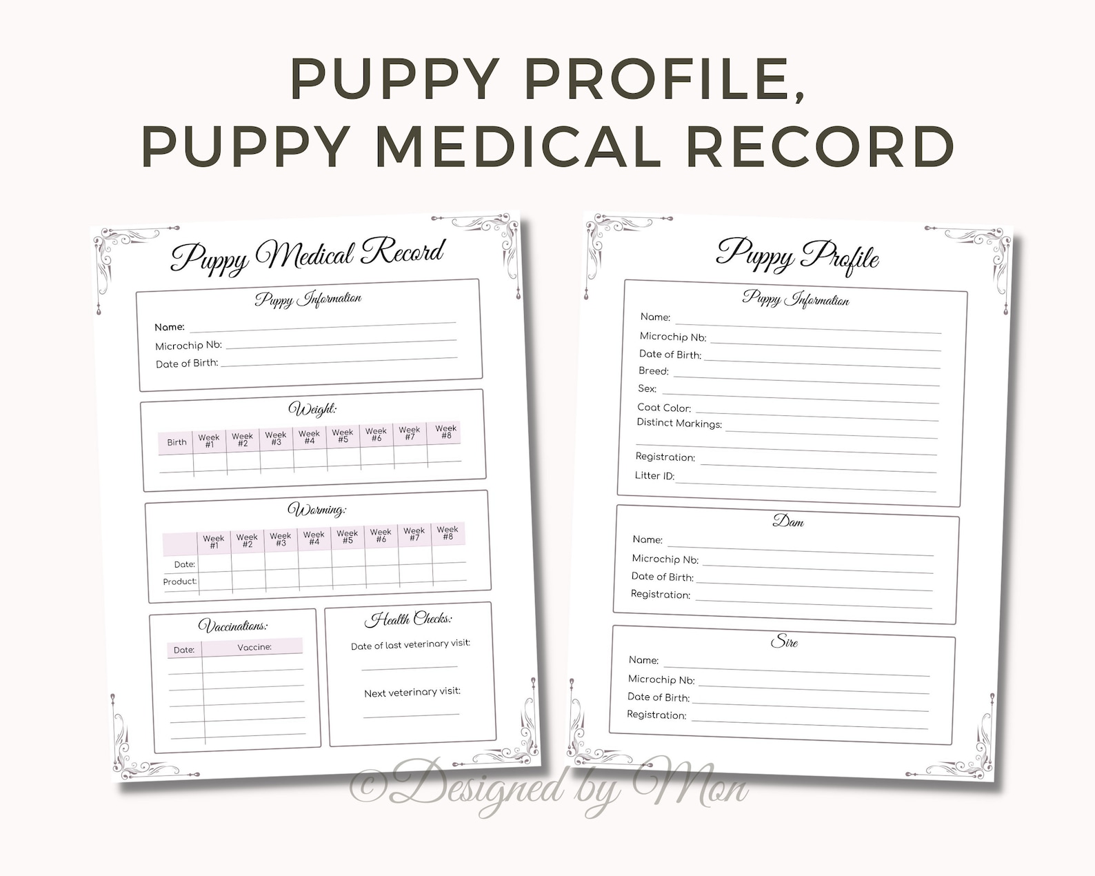 Puppy Pack Printables for Dog Breeding Puppy Kit Puppy Packs Dog ...