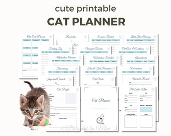 Planificador de mascotas para dueños de gatos: planificador de gatos imprimible / planificador de cuidados de gatos / planificador de cuidados de mascotas / imprimibles de cuidados de mascotas