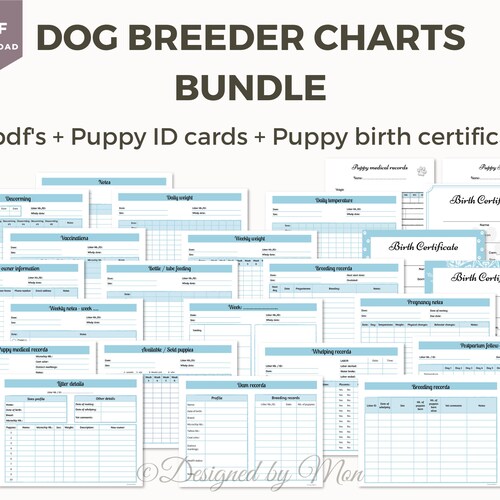 Complete Dog Breeder Bundle Breeder Forms Whelping Charts Etsy