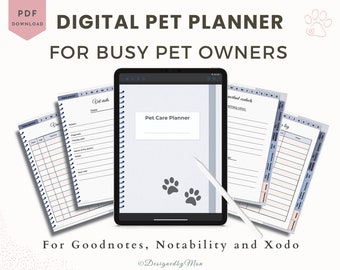 Planificador de mascotas digital minimalista para GoodNotes - Planificador de perros, Registros de salud de perros, Planificador de mascotas, Organizador de mascotas, Diario de perros, Organizador de perros
