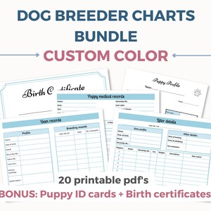 De ultieme bundel met fokkerskaarten met je eigen kleur: fokkersformulieren, werpgegevens, nestgegevens, geboorteakten puppy's