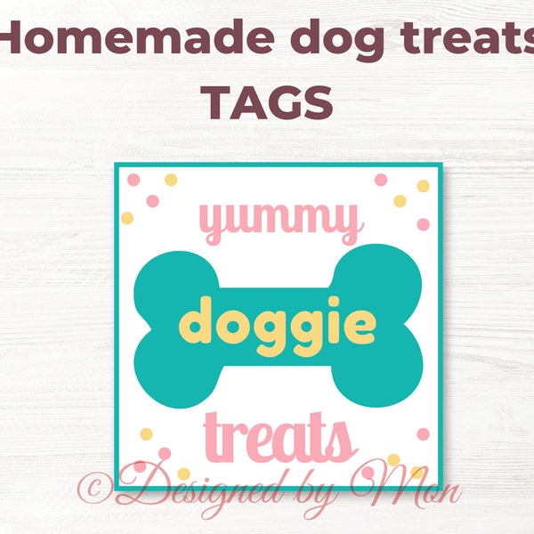 Printable tags for homemade dog treats - puppy treats tags, puppy gift tags, gift tags for new puppy owner