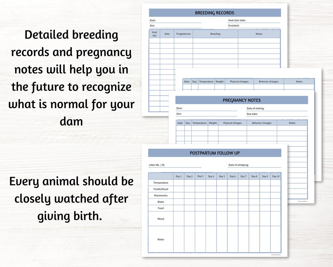 Dog breeder charts bundle Breeder planner with pregnancy and Etsy