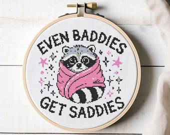 Even Baddies Get Saddies Cross Stitch Pattern