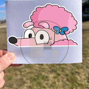 Dog Peekers/ Blue Dog / The Whole Gang/ 10 Options / Waterproof Vinyl Sticker Decal/ Up Close/Peekaboo Dogs (B142) Pink Puppy