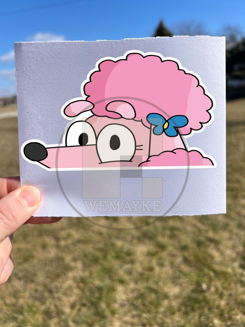 Dog Peekers/ Blue Dog / The Whole Gang/ 10 Options / Waterproof Vinyl Sticker Decal/ Up Close/Peekaboo Dogs (B142) Pink Puppy