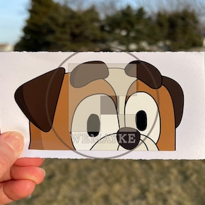 Dog Peekers/ Blue Dog / The Whole Gang/ 10 Options / Waterproof Vinyl Sticker Decal/ Up Close/Peekaboo Dogs (B85) Brown Puppy