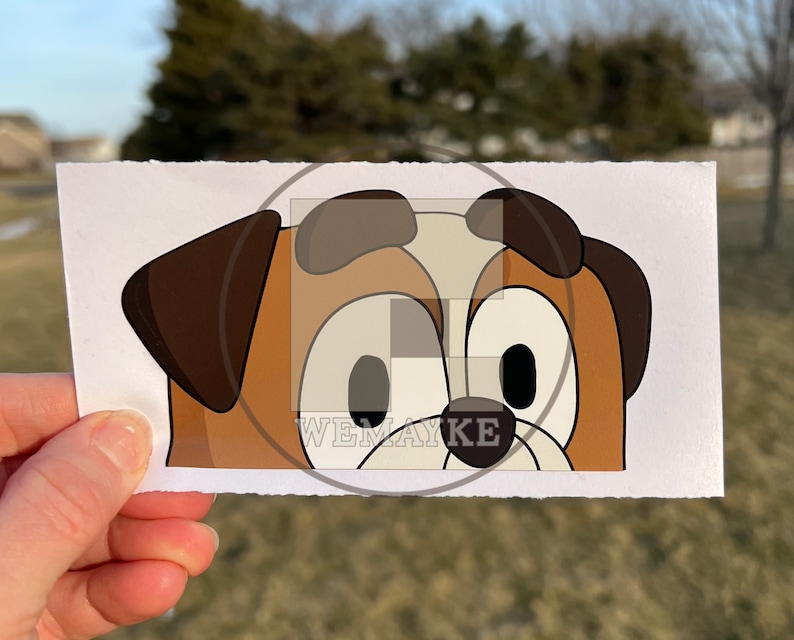 Dog Peekers/ Blue Dog / The Whole Gang/ 10 Options / Waterproof Vinyl Sticker Decal/ Up Close/Peekaboo Dogs (B85) Brown Puppy