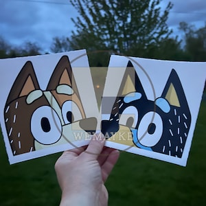 Dog Peeker Bundle/ Mum and Dad/ Waterproof Vinyl Sticker Decal (B128 & B127)