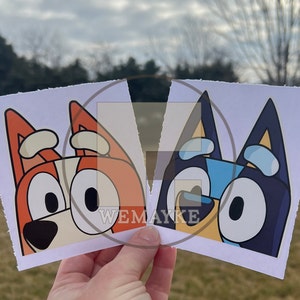 Dog Peekers/ Blue Dog / The Whole Gang/ 10 Options / Waterproof Vinyl Sticker Decal/ Up Close