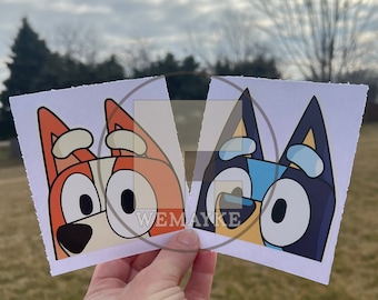 Dog Peekers/ Blue Dog / The Whole Gang/ 10 Options / Waterproof Vinyl Sticker Decal/ Up Close
