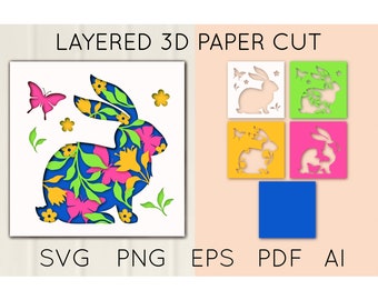 ◆Rabbit-PaperCutting-◆同梱あり② Brown-Rabbit-Bunny-Paper-