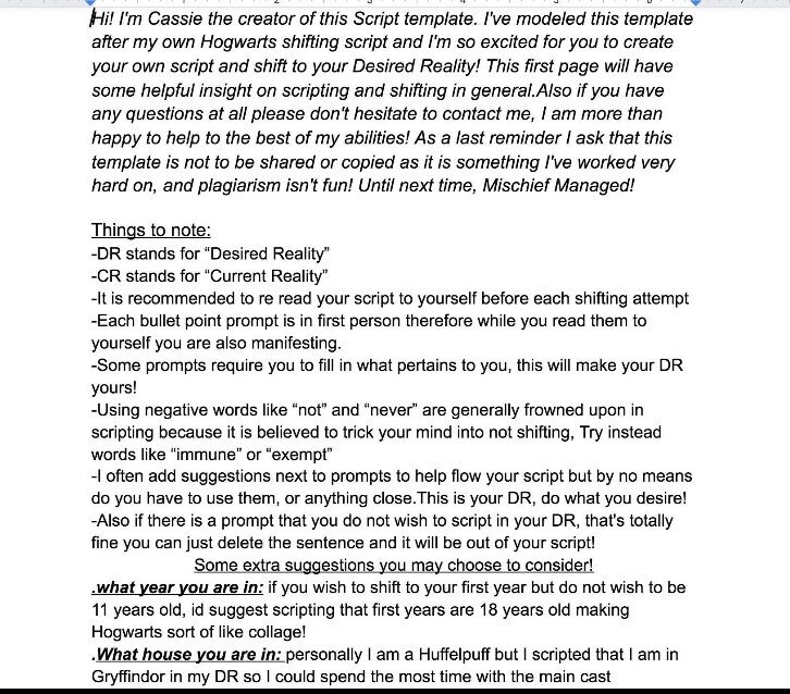 Script Template For Shifting