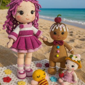 Amigurumi Doll Family – Handmade Crochet Dolls – Unique Collectible Plush Toys, Gift for Kids,Baby Shower, Playful Companions, Nursery Decor