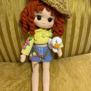 Amigurumi Doll – Handmade Crochet Girl with Curly Red Hair – Pastel Outfit – Collectible Plush Toy – Gift for Kids & Doll Lovers-Unique Doll