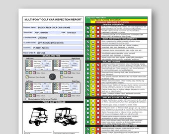 Visual Golf Cart Inspection Report Checklist, Golf Cart Rental Check In, Daily Inspection Checklist, Troubleshooting Electric Multi-Point