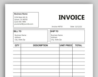 contractor invoice etsy
