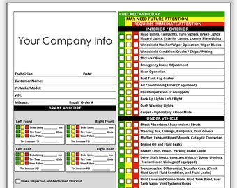 PDF Printable Vehicle Inspection Report, CANVA Template Editable Car or Equipment Rental Inspection Checklist, Used Vehicle Inspection Sheet