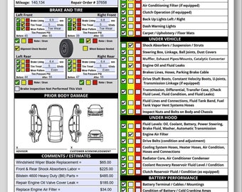 Visual Vehicle Inspection Report | Fillable PDF Multi-Point Vehicle Inspection Checklist | Vehicle Inspection Worksheet | Fill and Print