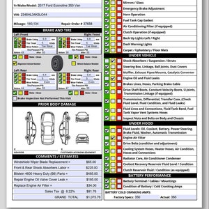 40-point Vehicle Inspection Report, Multi-point Inspection