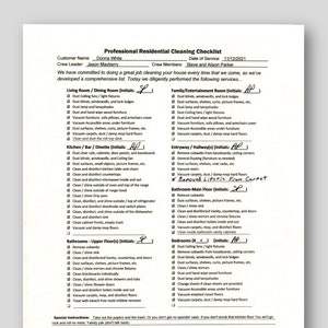 Profesjonalna lista kontrolna sprzątania domów, edytowalny szablon sprzątania domów w programach Microsoft WORD, Google Docs i Adobe Acrobat PDF
