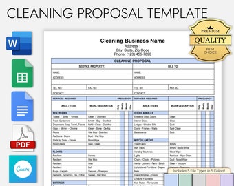 Cleaning Proposal Form (In 2 sizes, A4 & US Letter), Really Professional, Really Good, Lots of Colors and Editing Options, Easy to Use