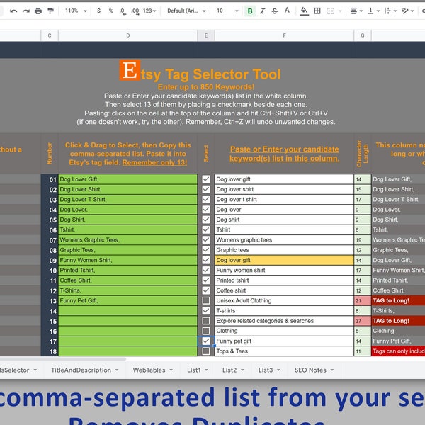 Etsy Title & Tag Tool, Etsy Shop SEO, Boost Sales, Get Organized, Improve Search Results, Increase Shop Views, Best Listing Tags and Titles