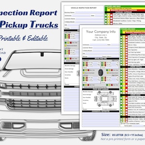 Pickup Truck Inspection Checklist, Vehicle Inspection Report, Multi-point Vehicle Inspection Sheet Printable Used Vehicle Inspection Sheet