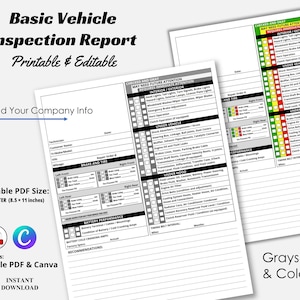 Basic Vehicle Inspection Report, GRAY, COLOR, Auto Inspection Checklist, Multi-point Vehicle Inspection Sheet, Used Vehicle Inspection Sheet