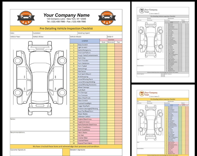 PDF Printable Vehicle Inspection Report, CANVA Template Editable Car or ...