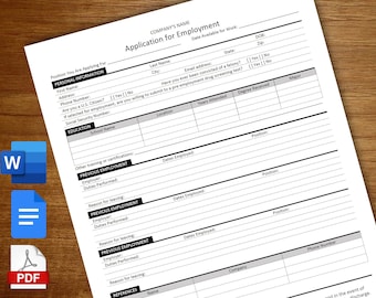 job application template etsy
