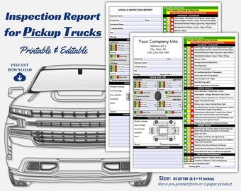 Pickup Truck Inspection Checklist, Vehicle Inspection Report, Multi-point Vehicle Inspection Sheet Printable Used Vehicle Inspection Sheet