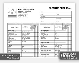 Gray Cleaning Proposal Template WORD, Commercial Cleaning Checklist, Best Fillable Editable Google Docs Cleaning Service Proposal