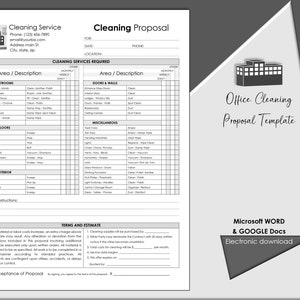 Office Cleaning Proposal Template, Editable Cleaning Service Estimate
