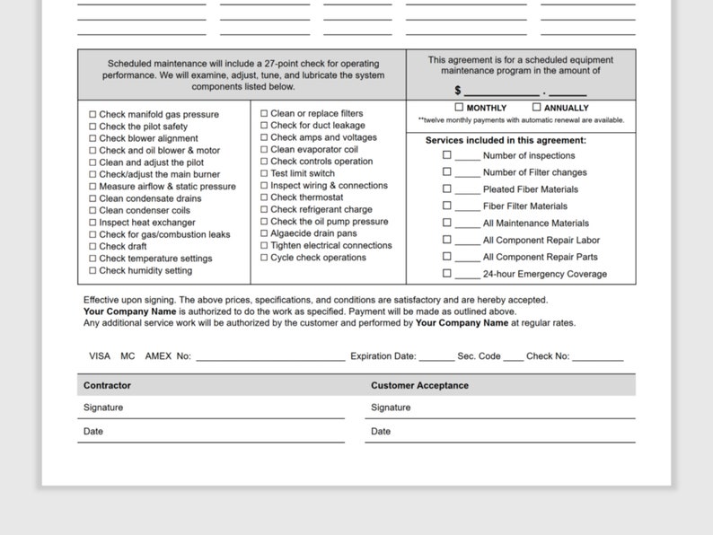HVAC Maintenance Agreement Template, Preventative Maintenance Agreement